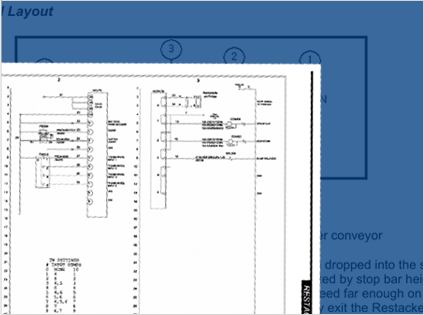 Restacker and Return Conveyor setup illustration for smooth item handling, from the user guide